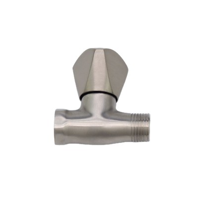 Sanitary ware hardware plumbing surface brushed stainless steel triangle handle globe valve water stop valve